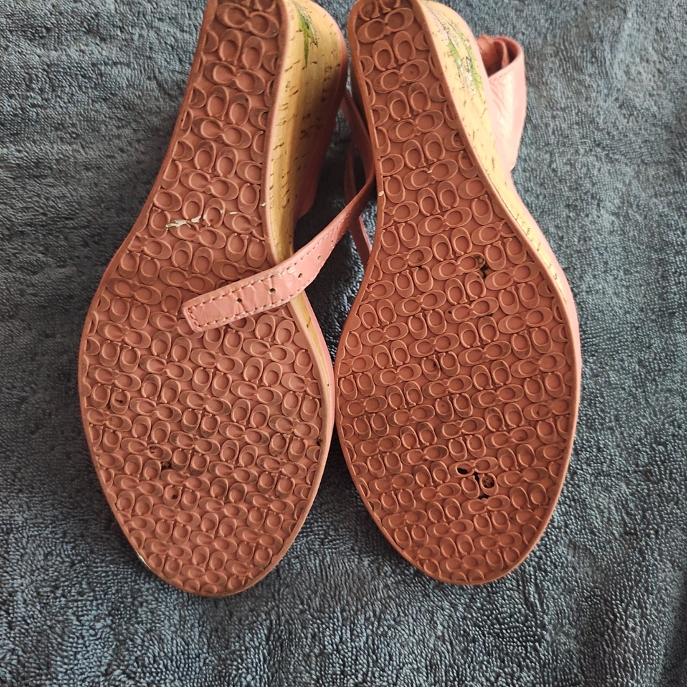 Coach Ellette Tattoo Cork Wedge Pink Rose Gold & Cream Size 7.5 - Picture 5 of 5
